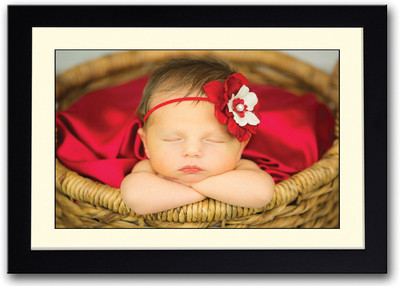 

Adorable Little Baby In Basket Fine Art Print(14 inch X 20 inch, Framed)