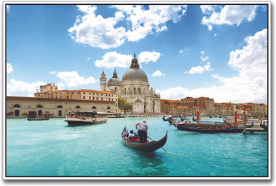 Boating in City Paper Print(12 inch X 18 inch)