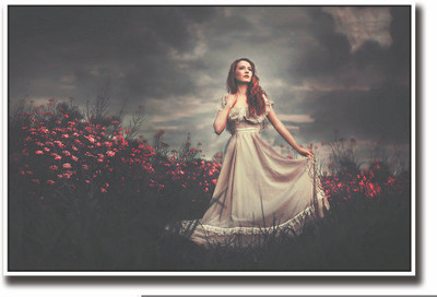 

Posterhouzz Girl in flowers field Fine Art Print(12 inch X 18 inch, Rolled)