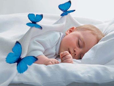 

Cute Baby Sleeping with butterfly Poster Paper Print(12 inch X 18 inch, Rolled)
