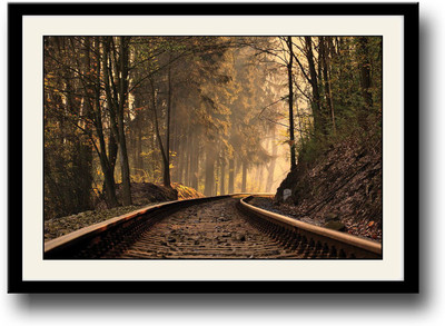 

Train track in forest Fine Art Print(10 inch X 14 inch, Framed)