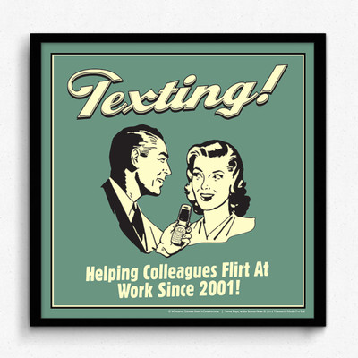 bCreative Texting! Helping Colleagues Flirt At Work Since 2001! (Officially Licensed) Framed Paper Print(13 inch X 13 inch)