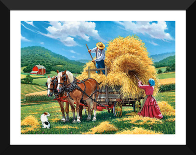 

Tallenge - Artwork of a Hay Farm - Premium Quality A3 Size Framed Poster Paper Print(17 inch X 12 inch, Framed)