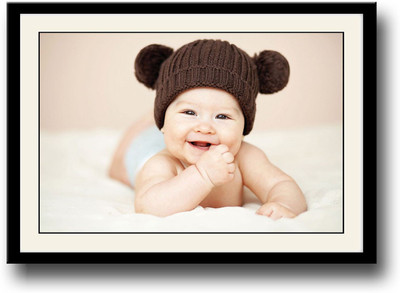 

Baby with brown hat smiling Fine Art Print(10 inch X 14 inch, Framed)