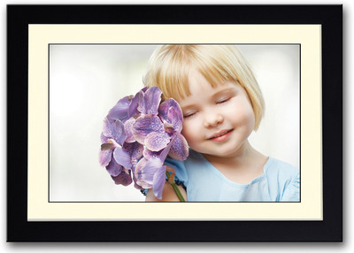 

Cute Girl With Blue Flowers Fine Art Print(14 inch X 20 inch, Framed)