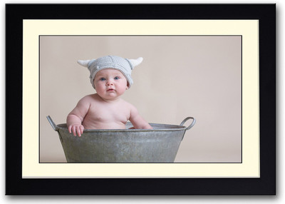 

Cute Baby In Steel Tub Fine Art Print(14 inch X 20 inch, Framed)
