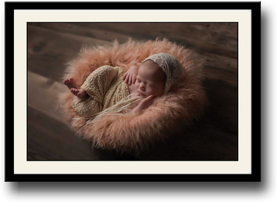 

Baby in cute orange fur basket Fine Art Print(10 inch X 14 inch, Framed)