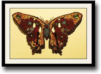 

Butterfly made of paper and objects Fine Art Print(10 inch X 14 inch, Framed)