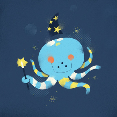 

Art For Kids - Magic Octopus - Medium Size Rolled Digital Art Print On Photographic Paper(18 inch X 18 inch, Rolled)