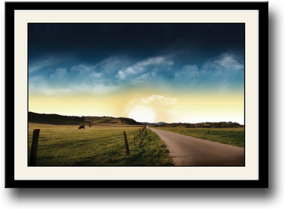 

Road Through farms Fine Art Print(10 inch X 14 inch, Framed)