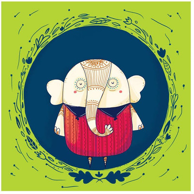

Circle Elephant Green Fine Art Print(20 inch X 20 inch, Rolled)