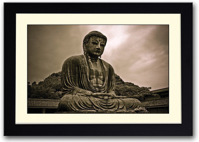 

Black & White Buddha Statue Fine Art Print(14 inch X 20 inch, Framed)