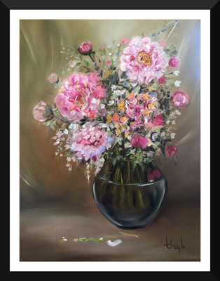 

Tallenge - Still Life - Oil Painting - Pink And White FLowers - Medium Size Ready-to-hang Framed Art Print On - Medium Size Framed Art Print On Photographic Paper(14 inch X 18 inch, Framed)