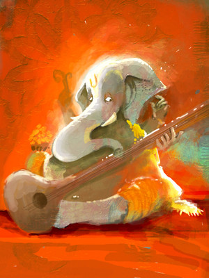 

Oshi - Ganesha Fine Art (3) Paper Print(18 inch X 12 inch, Streched)