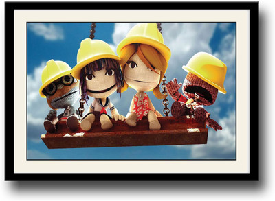 

Cute cartoons with yellow hats Fine Art Print(10 inch X 14 inch, Framed)