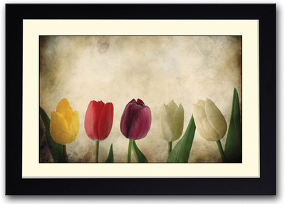 Five Beautiful Flowers Fine Art Print(14 inch X 20 inch, Framed)