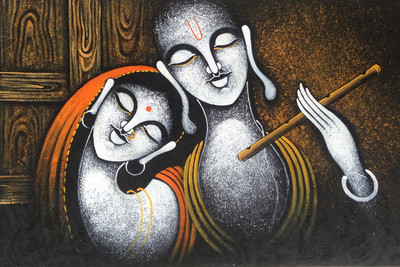 

Oshi - Radhe Krishna Fine Art Paper Print(12 inch X 18 inch, Streched)