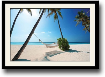 

Swing on white sand Beach Fine Art Print(10 inch X 14 inch, Framed)