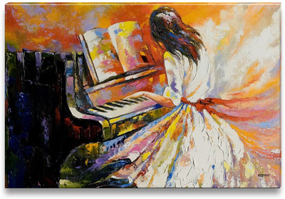 42% OFF on Girl playing the piano Canvas Art(12 inch X 18 inch, Framed)