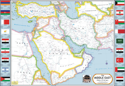 50% OFF on Middle East Map Paper Print(28 inch X 40 inch, Rolled)