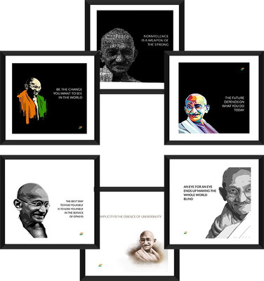 

Tallenge - Mahatma Gandhi Inspirational Quotes In English - Set of 6 Framed Art Prints On Photographic Paper(15 inch X 15 inch, Framed)