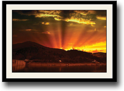 

Mesmerising Sun rise behind mountains Fine Art Print(10 inch X 14 inch, Framed)