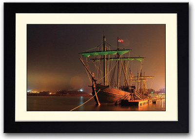 Docked Ship Fine Art Print(14 inch X 20 inch, Framed)