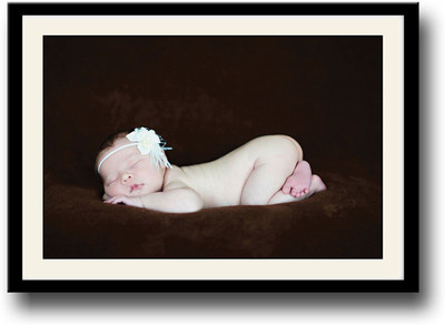 

Cute baby sleeping on brown Fine Art Print(10 inch X 14 inch, Framed)