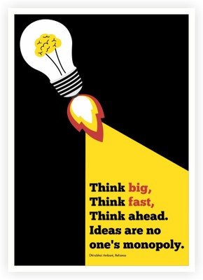 

Lab No. 4 Think Big, Think Fast, Think Ahead Dhirubhai Ambani Motivating Startup Quotes Poster Paper Print(23.39 inch X 16.53 inch)