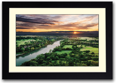 

Beautiful Sunrise green Landscape Fine Art Print(14 inch X 20 inch, Framed)