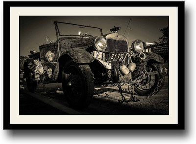 

Vintage jeep with chains Fine Art Print(10 inch X 14 inch, Framed)