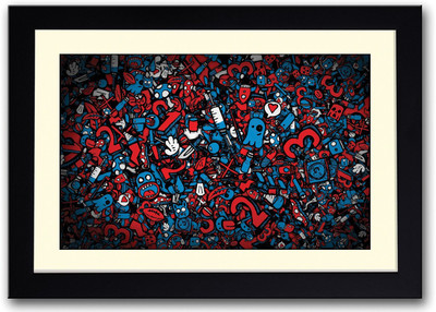 

Blue & Red Abstract Characters Fine Art Print(14 inch X 20 inch, Framed)