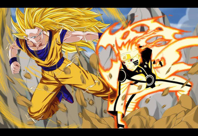 Goku Vs Naruto Fine Art Print(12 inch X 18 inch, Rolled)