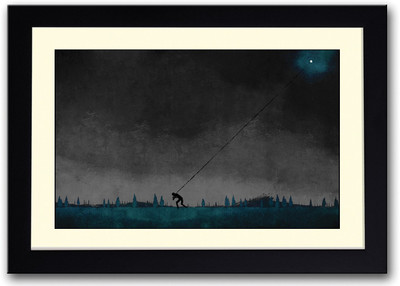 

Man Pulling Moon Artistic Fine Art Print(14 inch X 20 inch, Framed)