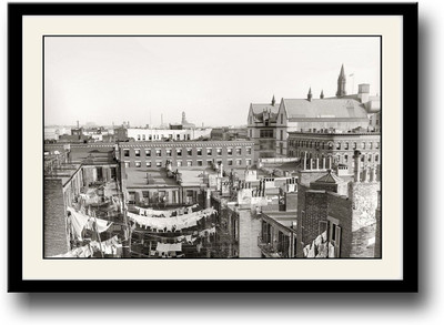 

B&W aerial town view Fine Art Print(10 inch X 14 inch, Framed)