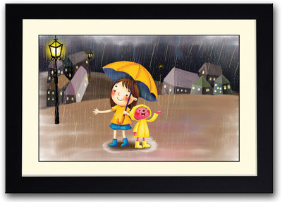 

Girl With Yellow Umbrella Fine Art Print(14 inch X 20 inch, Framed)