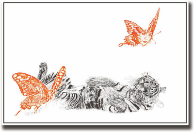 

Lion and Butterfly abstract Fine Art Print(12 inch X 18 inch, Rolled)