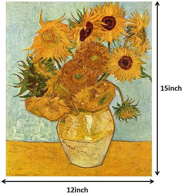 Vase with Twelve Sunflowers Paper Print(15 inch X 12 inch, Rolled)
