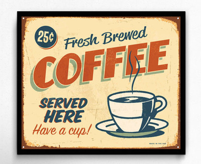 Seven Rays Coffee Served Here Pin Up Framed (Small)(15 inch X 13 inch)