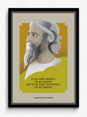 Seven Rays Rabindranath Tagore - Difficult to be simple Framed (Small)(19 inch X 13 inch)