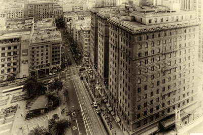 

Oshi - St. Francis Hotel (Sepia) Paper Print(12 inch X 18 inch, Streched)