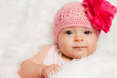

Child'S Love - Cute Baby In A Pink Hat Paper Print(12 inch X 18 inch, Stretched)