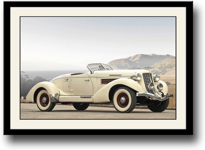 

White vintage car Fine Art Print(10 inch X 14 inch, Framed)
