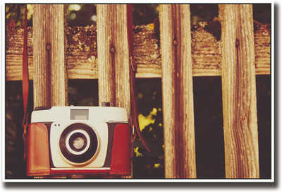 

Vintage camera on fence Fine Art Print(12 inch X 18 inch, Rolled)