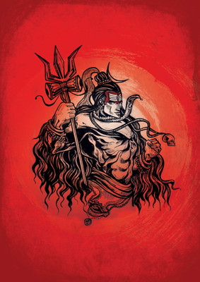 Shiva Red Paper Print(24 inch X 17 inch, Rolled)
