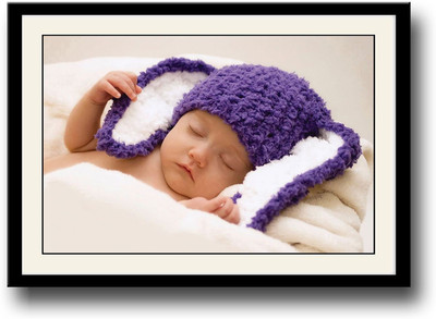 

Amazingly cute baby with rabbit hat Fine Art Print(10 inch X 14 inch, Framed)