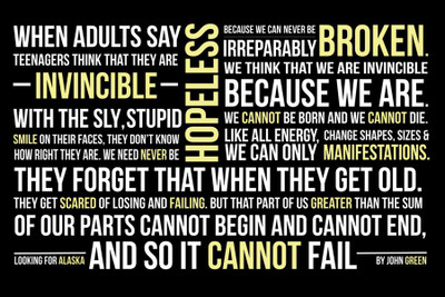 

John Green Quotes When adult say Paper Print(12 inch X 18 inch, Rolled)
