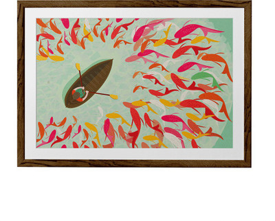 

Fish Boat Fine Art Print(36 inch X 24 inch, Framed)