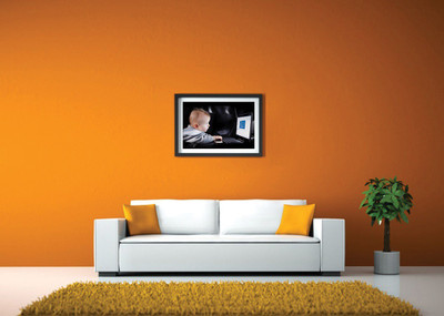 

Cute Baby Using Computer Fine Art Print(14 inch X 20 inch, Framed)