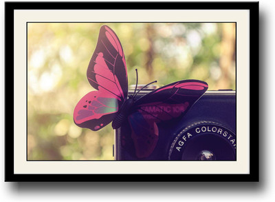 Butterfly on camera Fine Art Print(10 inch X 14 inch, Framed)